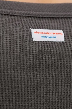 Alexander Wang SZARY Prążkowana sukienka bieliźniana na ramiączkach