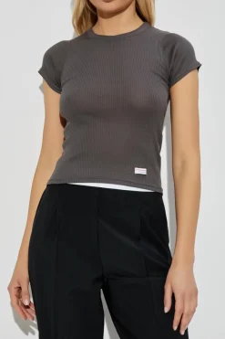 Alexander Wang SZARY Top bieliźniany z krótkimi rękawami