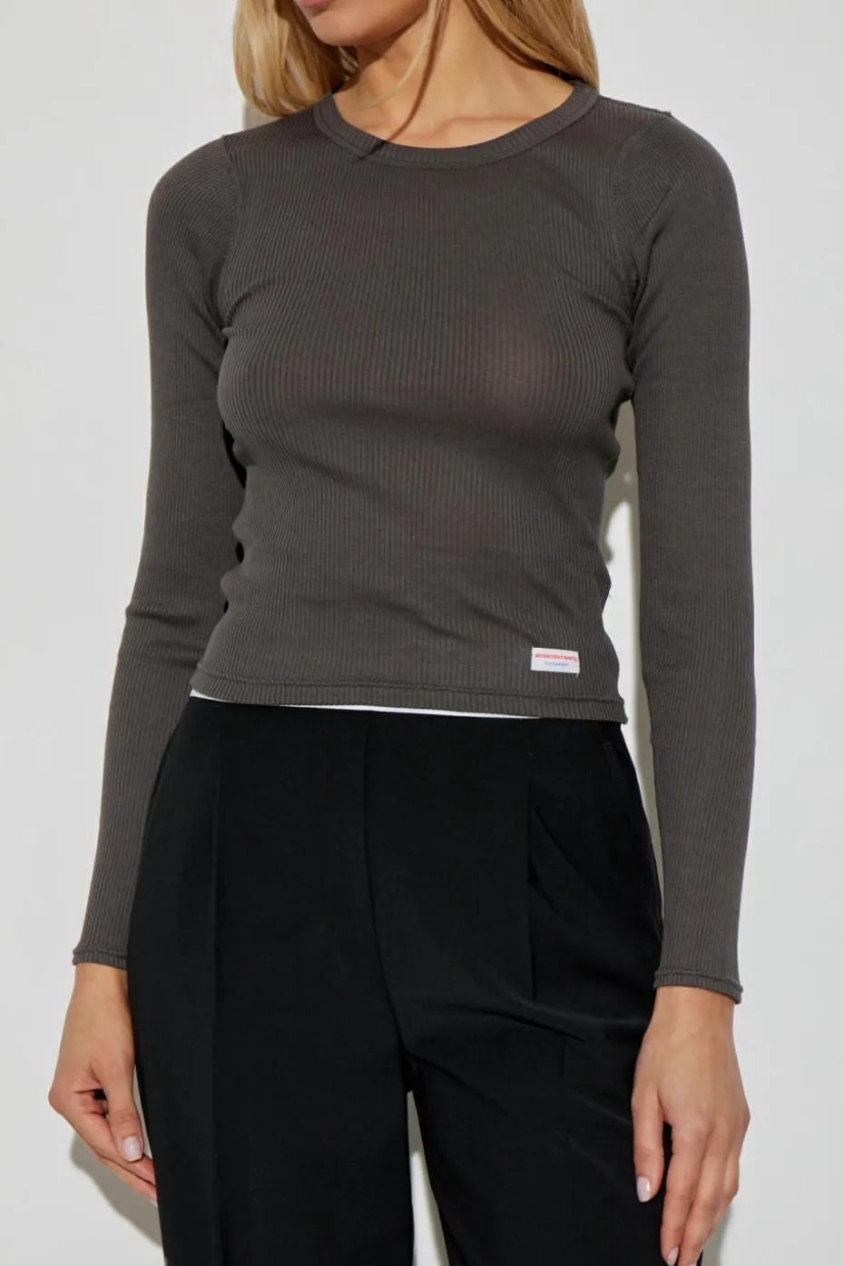 Alexander Wang SZARY Top bieliźniany z długimi rękawami