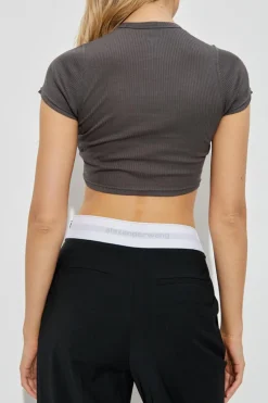 Alexander Wang SZARY Top bieliźniany z krótkimi rękawami