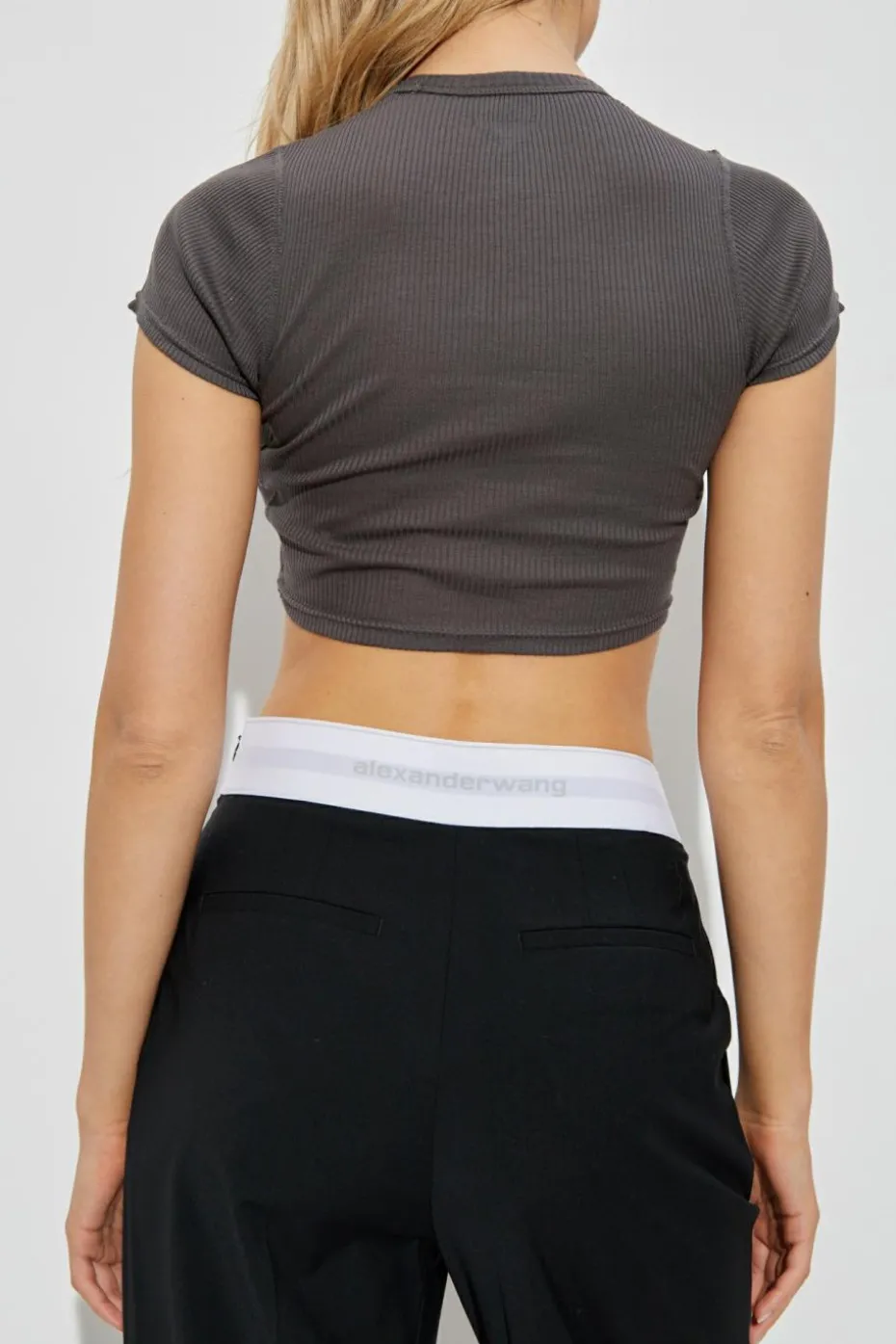 Alexander Wang SZARY Top bieliźniany z krótkimi rękawami