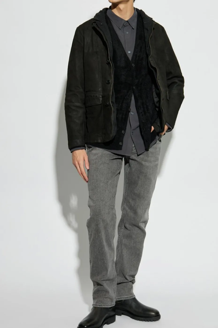 AllSaints CZARNY Kaszmirowy kardigan `Abel`