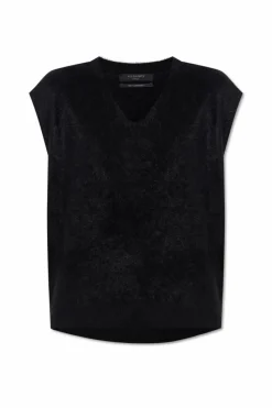 AllSaints CZARNY Kaszmirowa kamizelka `Rebel`