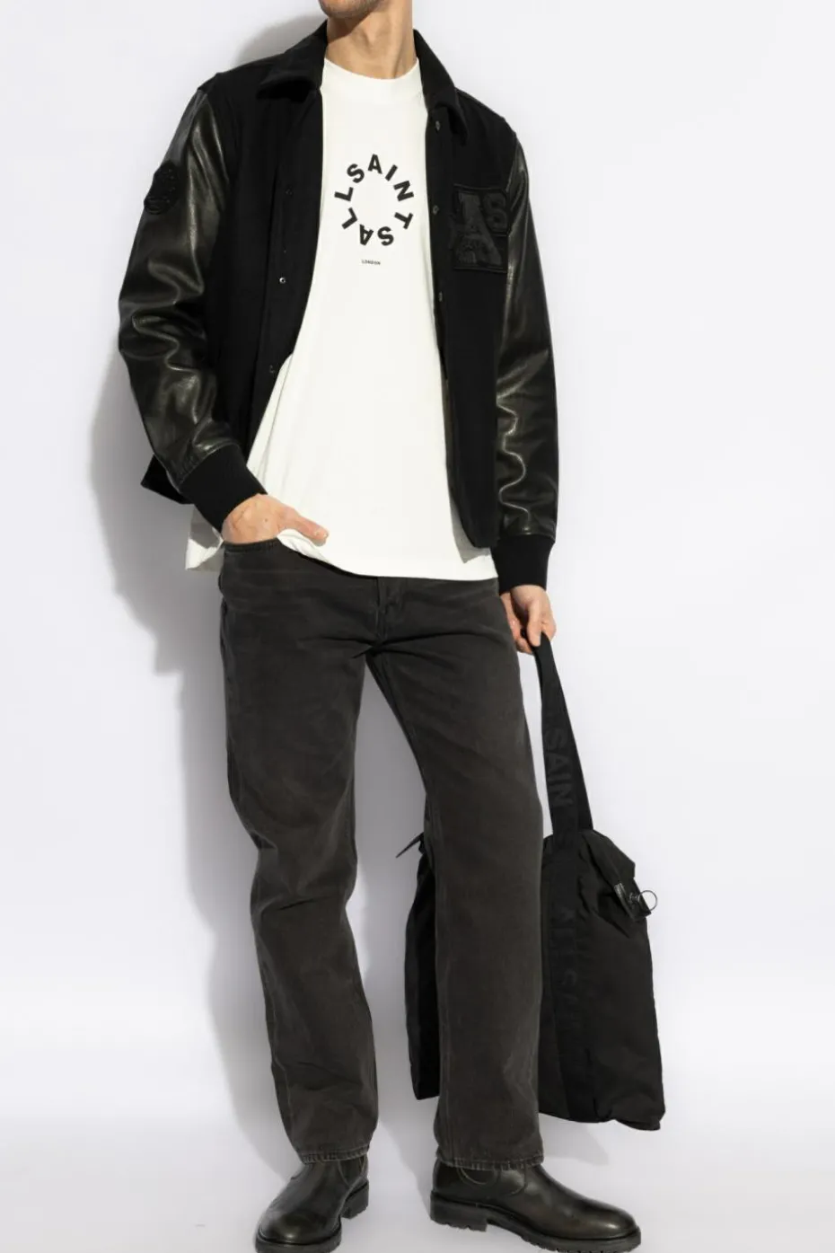 AllSaints CZARNY Kurtka `Warrenton`