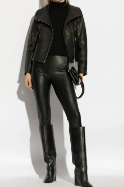 AllSaints CZARNY Leginsy `Cora` z eco skóry