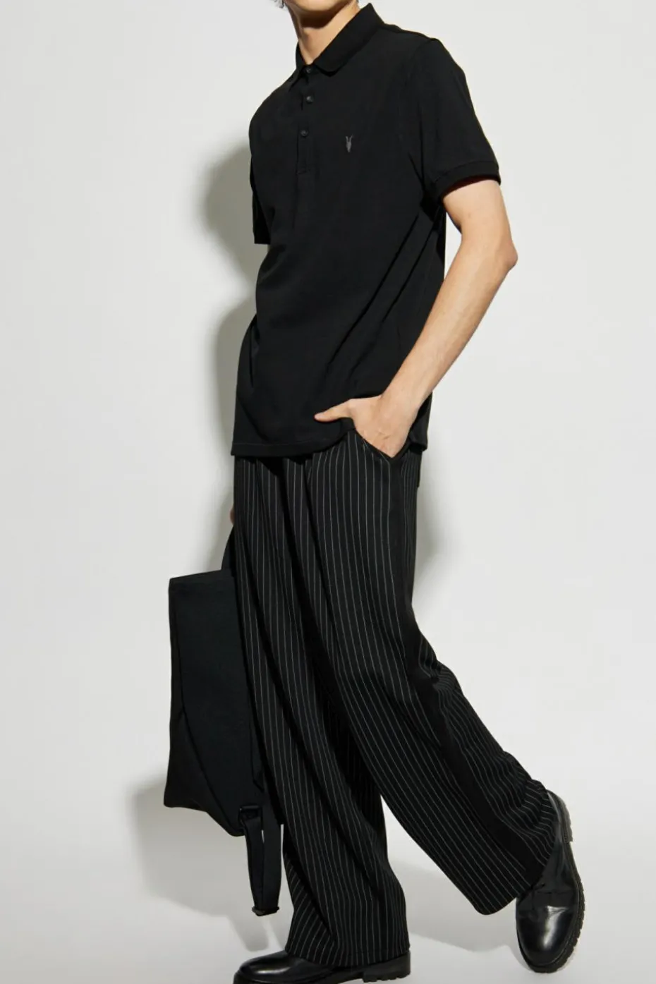 AllSaints CZARNY Polo `Reform`