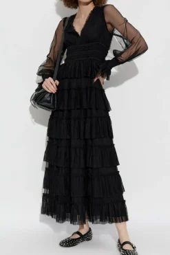 AllSaints CZARNY Tiulowa sukienka `Xantara`