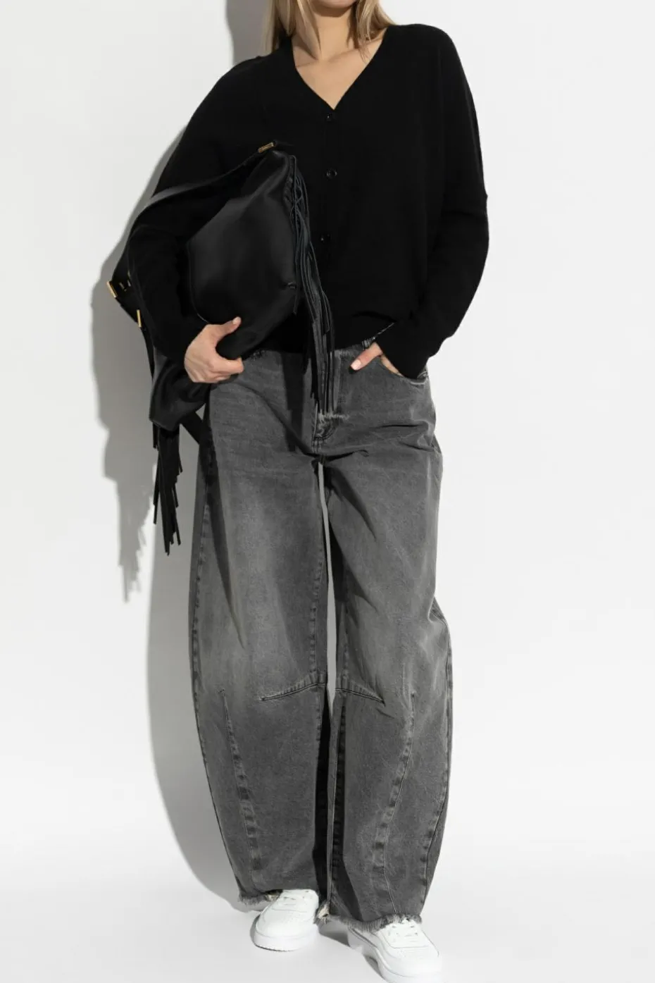 AllSaints CZARNY Wełniany kardigan `Antonina`