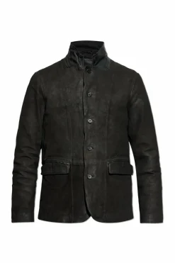 AllSaints CZARNY Zamszowa kurtka `Survey` z efektem `vintage`