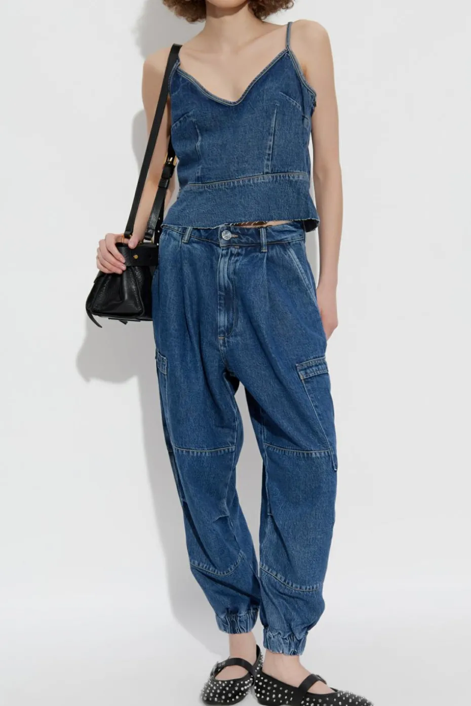 AllSaints GRANATOWY Jeansowy top `Lilah`