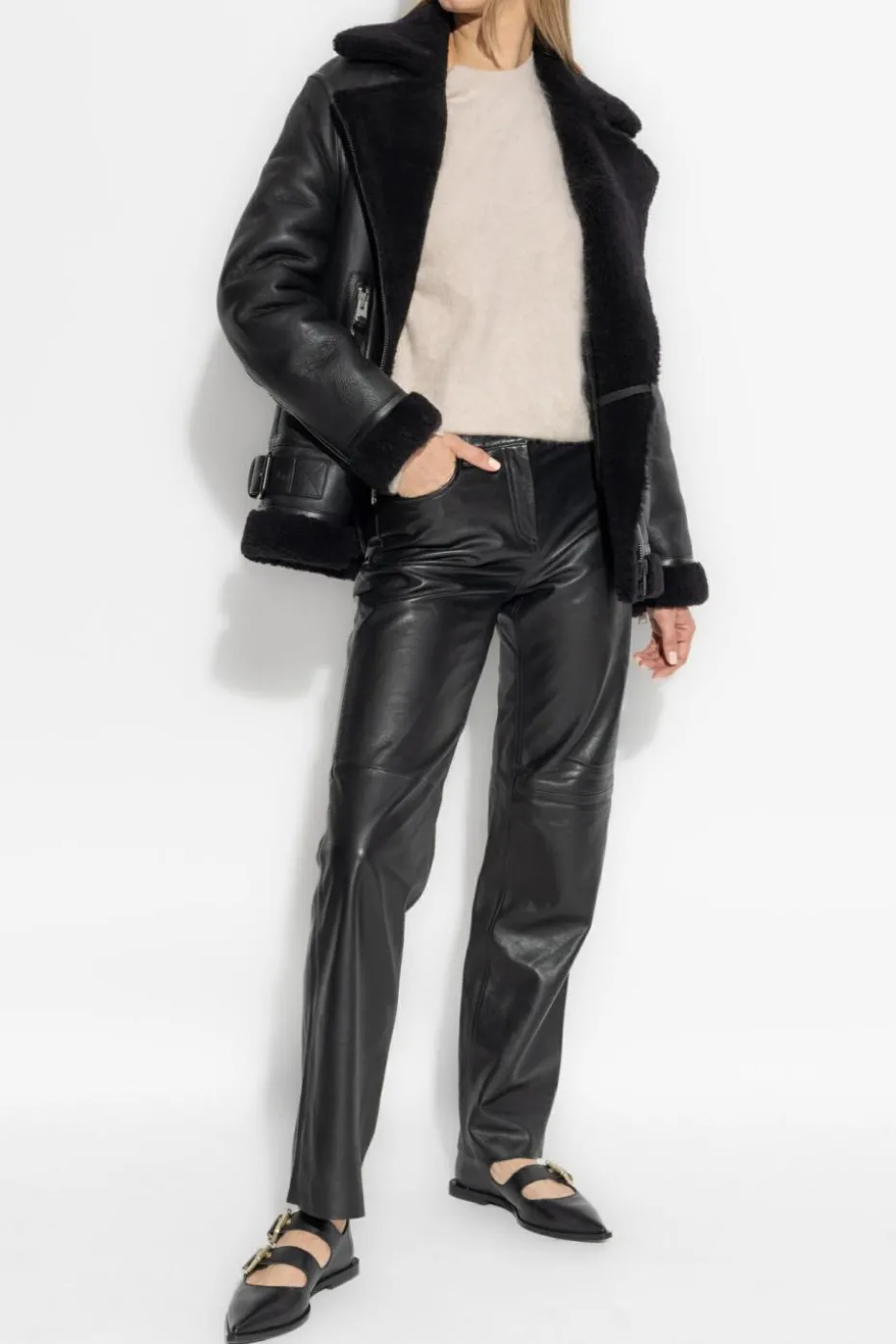 AllSaints kremowy Kaszmirowy sweter `Rebel`