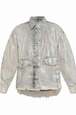 AllSaints SZARY Jeansowa kurtka `Hettie`