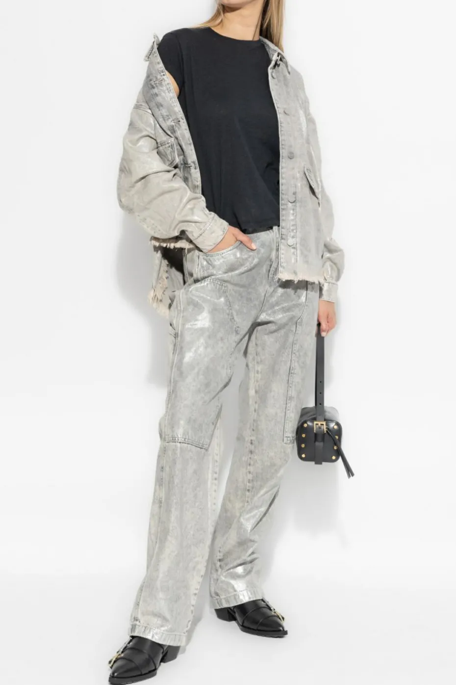AllSaints SZARY Jeansowa kurtka `Hettie`