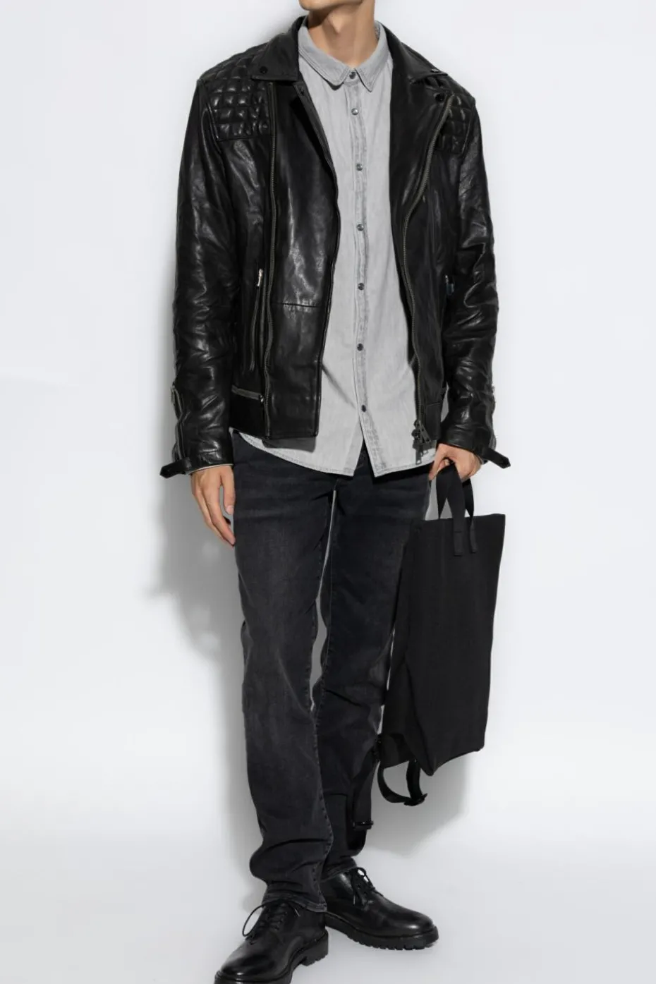 AllSaints SZARY Jeansowa koszula `Gleason`