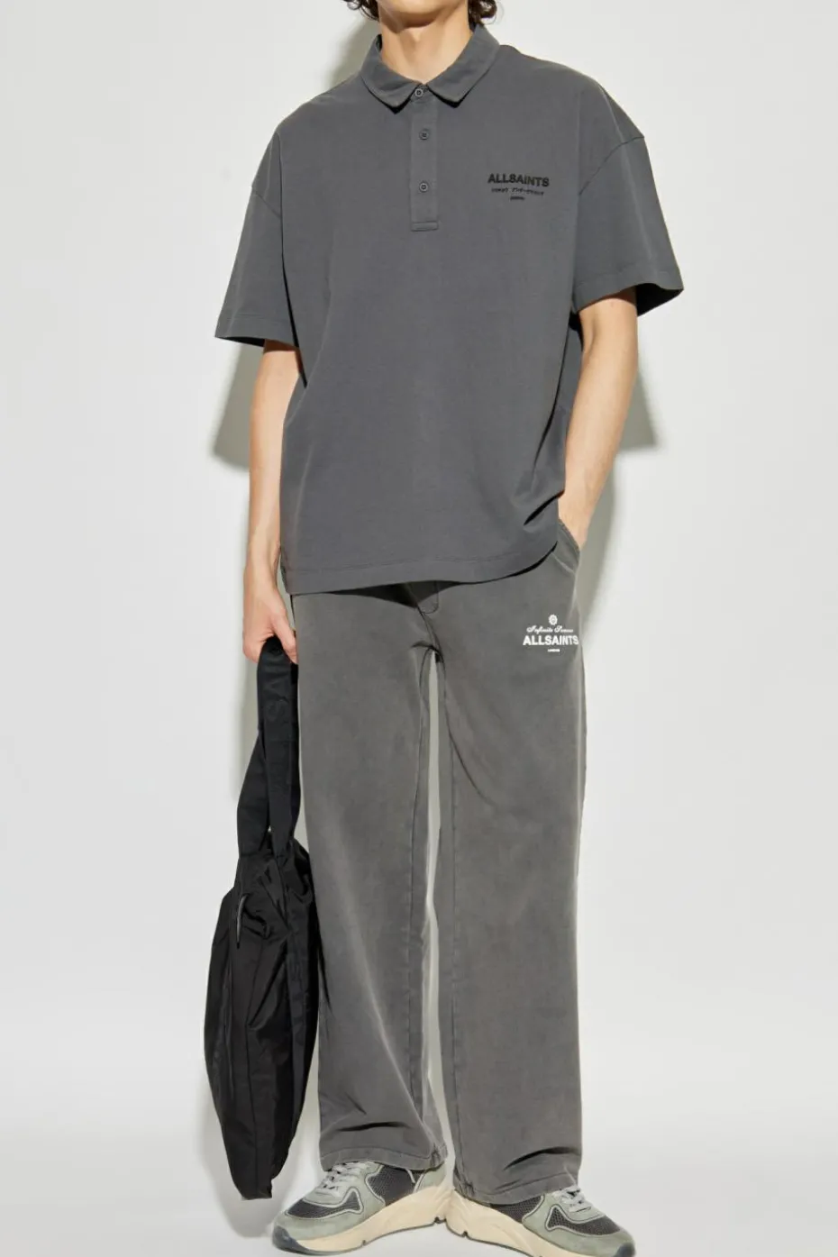 AllSaints SZARY Polo `Xander`