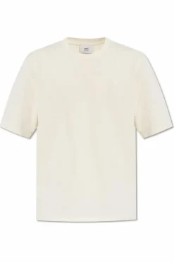 Ami Alexandre Mattiussi kremowy T-shirt z logo