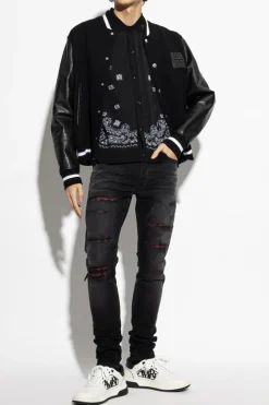 Amiri CZARNY Jeansy z efektem `vintage`