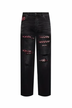Amiri CZARNY Jeansy z efektem `vintage`