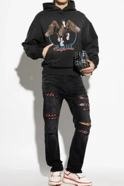 Amiri CZARNY Jeansy z efektem `vintage`