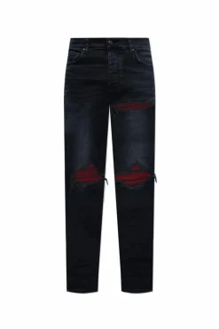 Amiri GRANATOWY Jeansy z efektem `vintage`