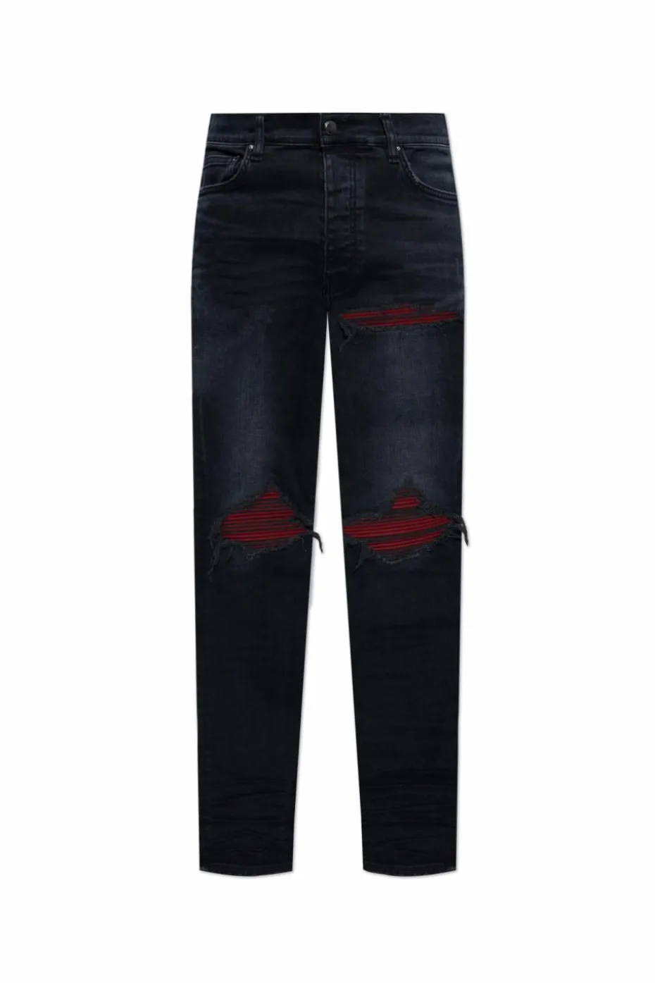 Amiri GRANATOWY Jeansy z efektem `vintage`