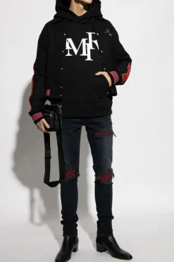 Amiri GRANATOWY Jeansy z efektem `vintage`