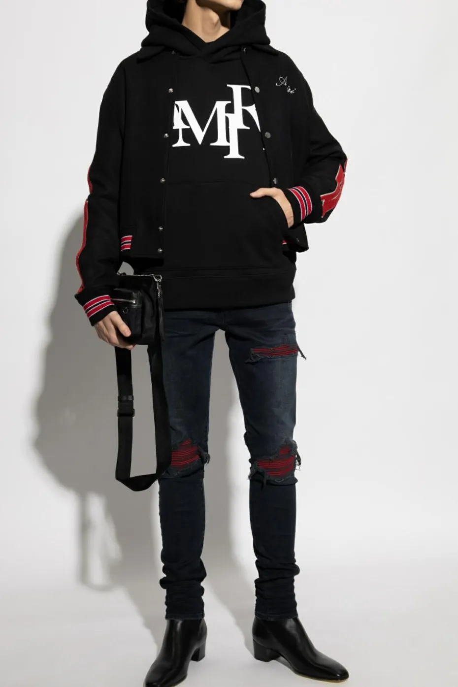Amiri GRANATOWY Jeansy z efektem `vintage`