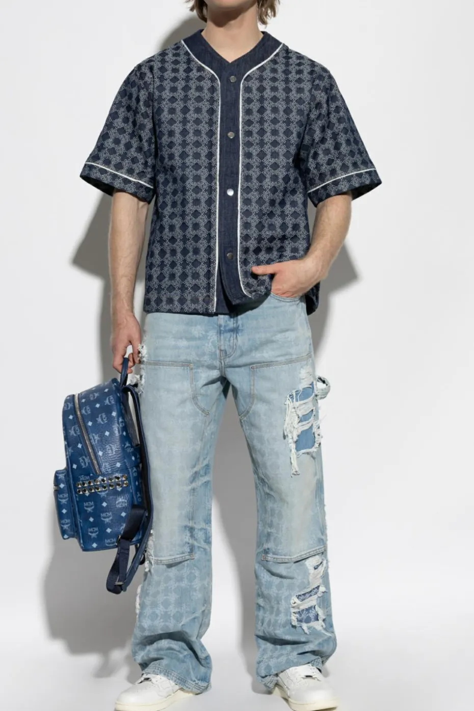 Amiri GRANATOWY Koszula z logo