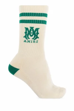 Amiri kremowy Skarpety z logo