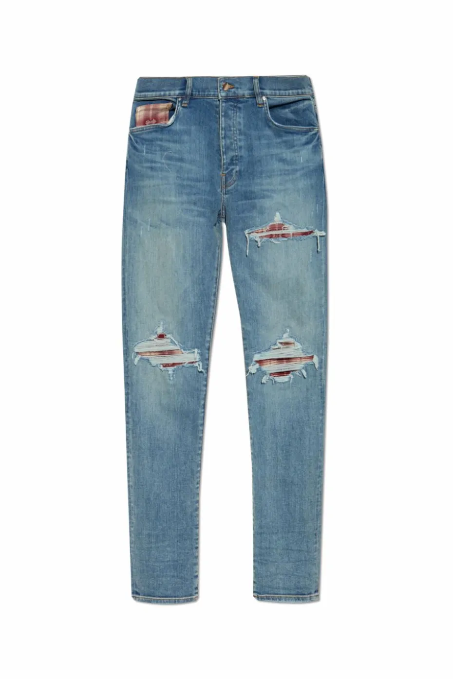 Amiri NIEBIESKI Jeansy z naszywkami