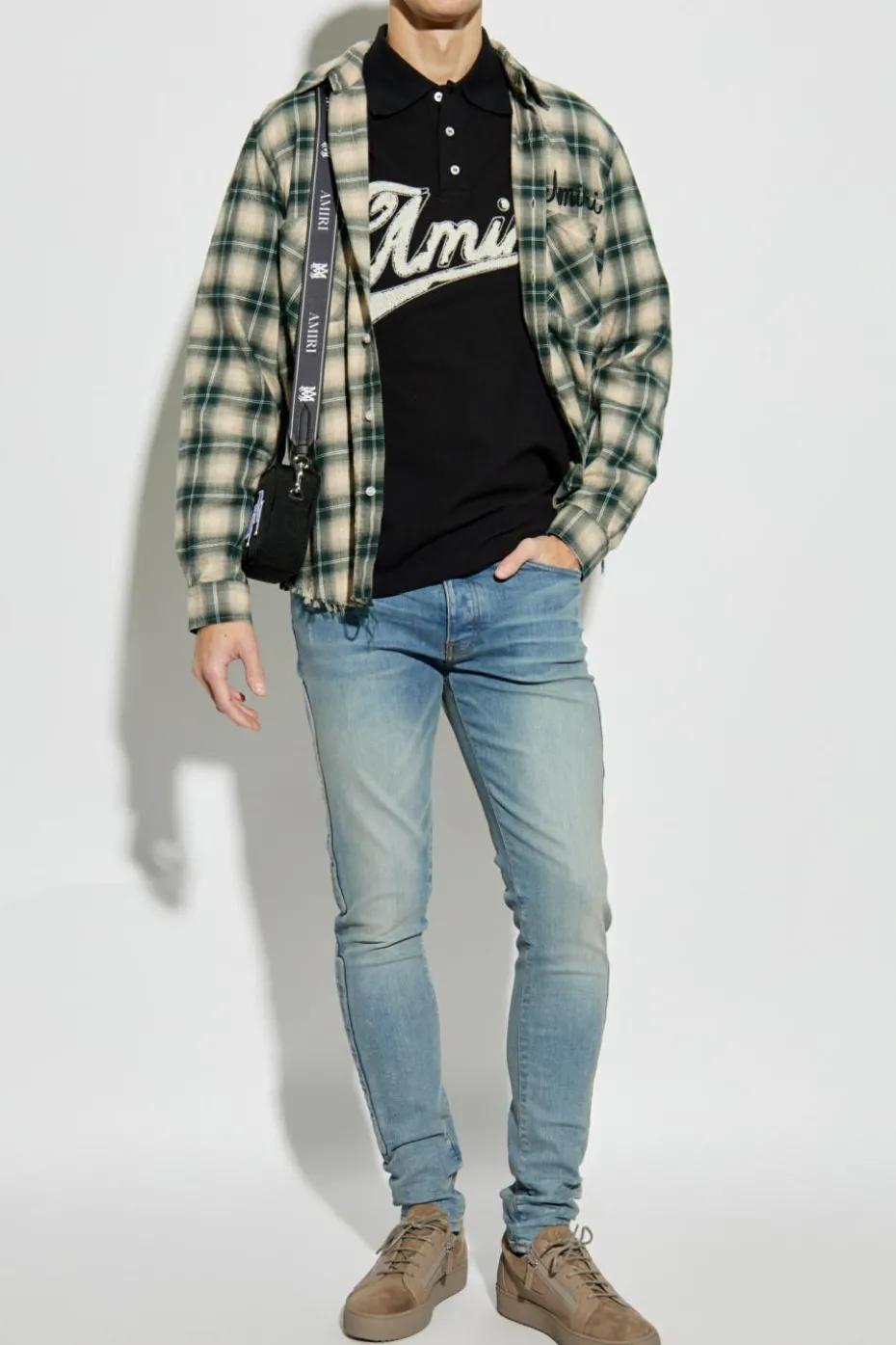 Amiri NIEBIESKI Jeansy z logo