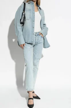 Anine Bing jasnoniebieski Jeansy z efektem ‘vintage’