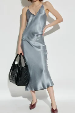 Anine Bing NIEBIESKI Jedwabny top