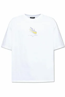 A.P.C. BIAŁY T-shirt z nadrukiem