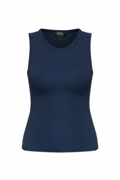 A.P.C. GRANATOWY Prążkowany top z wyszytym logo