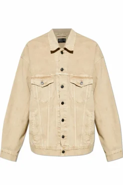 Balenciaga beżowy Jeansowa kurtka z efektem `vintage`