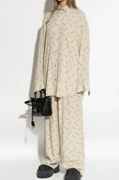 Balenciaga beżowy Koszula z logo