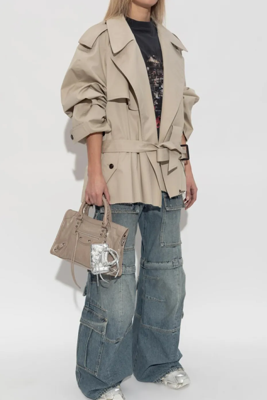 Balenciaga beżowy Krótki trencz