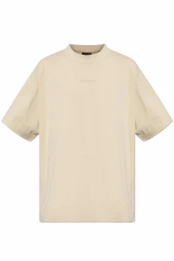 Balenciaga beżowy T-shirt z wyszytym logo