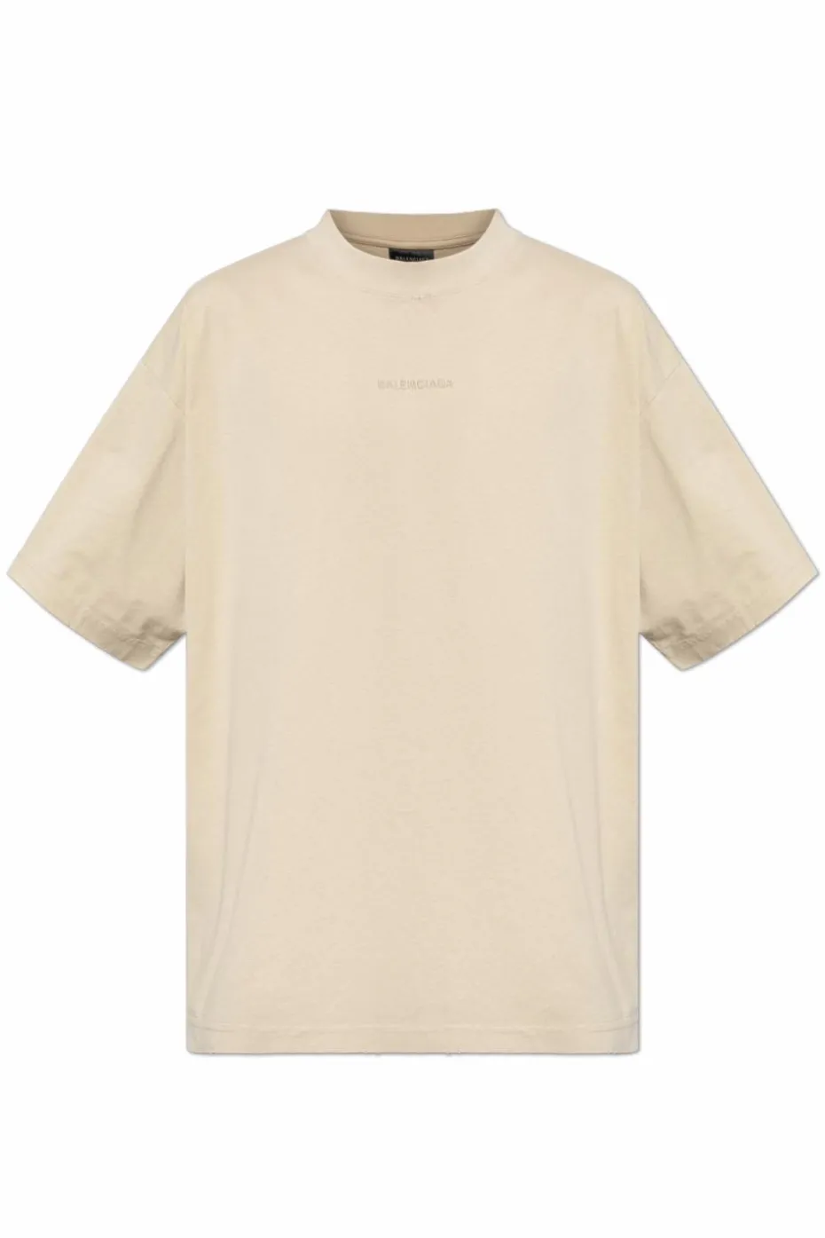 Balenciaga beżowy T-shirt z wyszytym logo