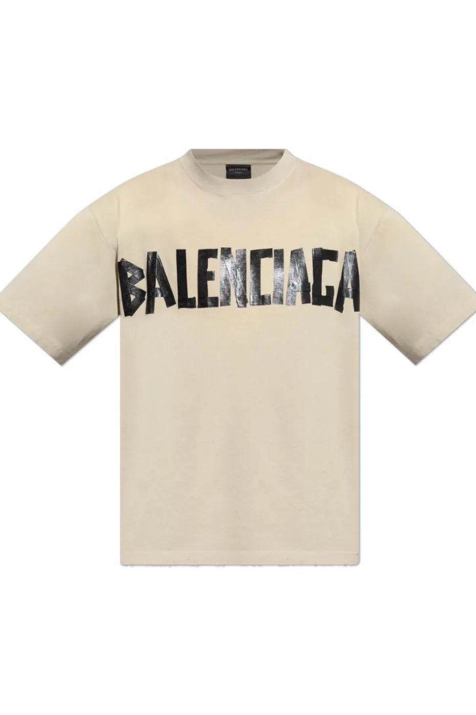 Balenciaga beżowy T-shirt z efektem `vintage`