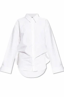 Balenciaga BIAŁY Bawełniana koszula o luźnym kroju