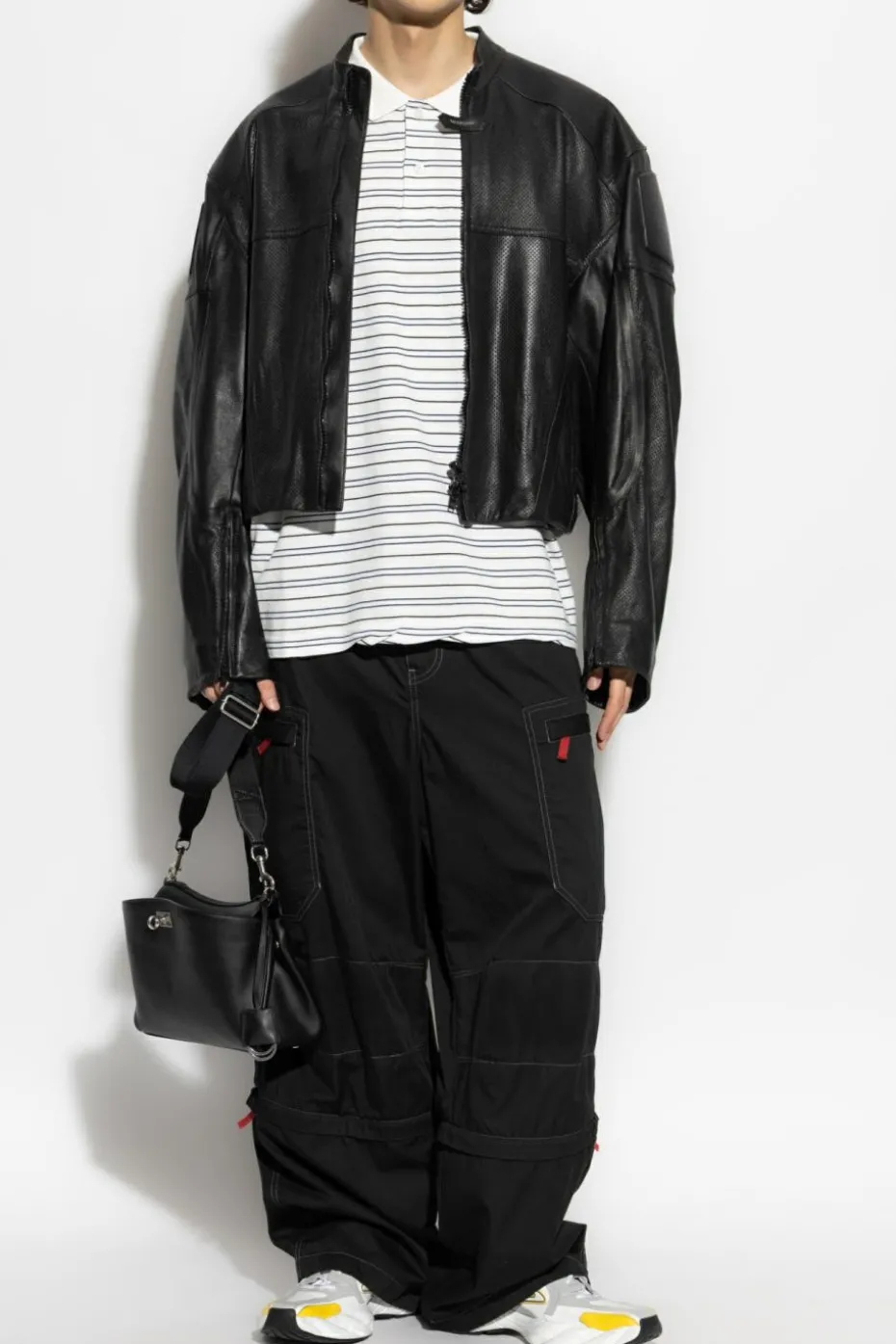 Balenciaga BIAŁY Polo ze wzorem w prążki