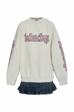 Balenciaga BIAŁY Sukienka z efektem `vintage`