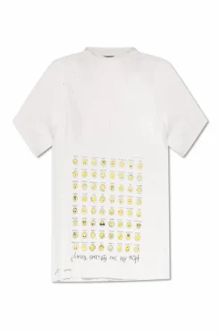Balenciaga BIAŁY T-shirt z efektem `vintage`