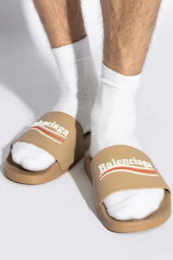 Balenciaga BRĄZOWY Klapki ‘Pool’