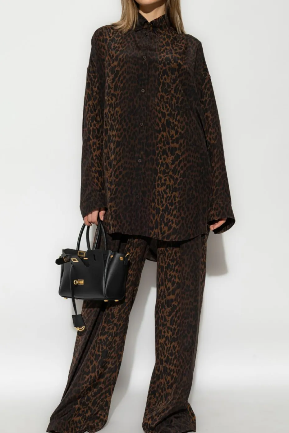Balenciaga BRĄZOWY Koszula z motywem zwierzęcym