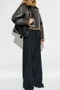 Balenciaga BRĄZOWY Kożuch z efektem vintage