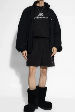 Balenciaga CZARNY Bawełniane szorty z nadrukowanym logo