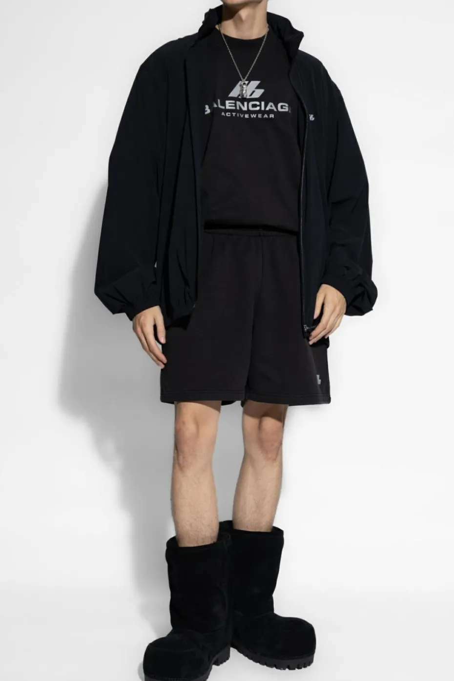 Balenciaga CZARNY Bawełniane szorty z nadrukowanym logo